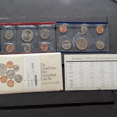 Sale Photo Thumbnail #76: 1992 P & D U.S. Mint Uncirculated Coin Set In OGP w/COA