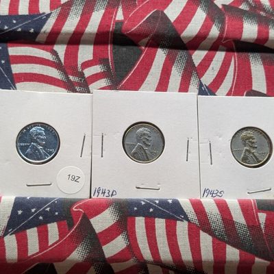 Sale Photo Thumbnail #114: 1943-P, 1943-D, & 1943-S Lincoln Steel Wheat Cents