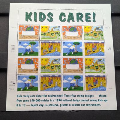 Sale Photo Thumbnail #320: (2) Sheets of 16 1994 Kids Care! 32 Cent Stamps, $10.24 Face Value