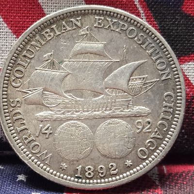Sale Photo Thumbnail #97: 1892 Columbian Exposition Commemorative 90% Silver Half Dollar - Chicago Worlds Fair