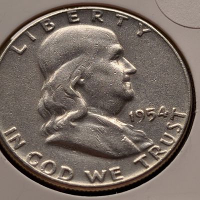 Sale Photo Thumbnail #65: 1954 Franklin 90% Silver Half Dollar
