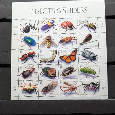 Sale Photo Thumbnail #365: 1999 Insects & Spiders Stamp Sheet, Scott # 3351, Mint, Original Gum, Never Hinged