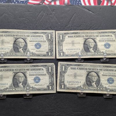 Sale Photo Thumbnail #258: (4) 1957 $1 Silver Certificates