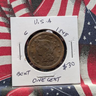Sale Photo Thumbnail #2: 1848 Braided Hair Liberty Head Large Cent - 178 Years Old!