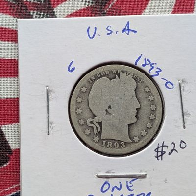 Sale Photo Thumbnail #205: 1893-O Barber Quarter, 90% Silver