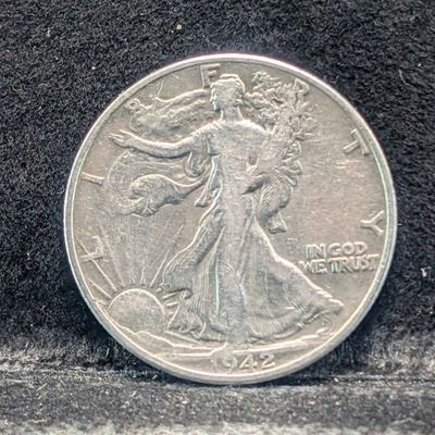 Sale Photo Thumbnail #211: 1942 (WWII ERA) Walking Liberty Half Dollar, 84 Years old, 90% Silver