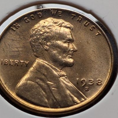 Sale Photo Thumbnail #250: 1938-S Lincoln Wheat Cent, Red