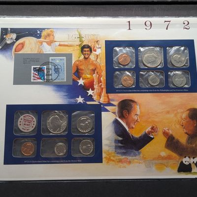 Sale Photo Thumbnail #284: 1972 P&D U.S. Uncirculated Mint Sets With Stamps - Includes "S" Mint Mark Cent