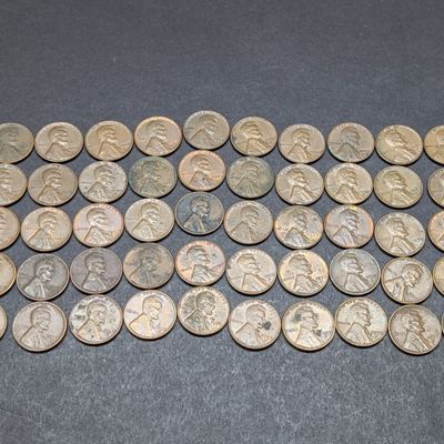 Sale Photo Thumbnail #51: (50) 1957 P&D Lincoln Wheat Cents