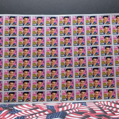 Sale Photo Thumbnail #313: (2) Sheets of 40 Elvis 29 Cent Stamps, $23.20 Face Value