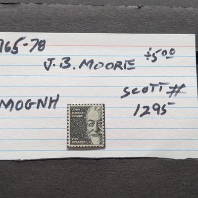 Sale Photo Thumbnail #402: 1965-1978 J.B. Moore Five Dollar Stamp, Scott # 1295, Mint, Original Gum, Never Hinged