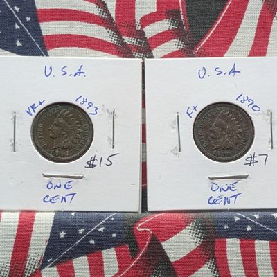 Sale Photo Thumbnail #296: 1890 & 1893 Indian Head Cents