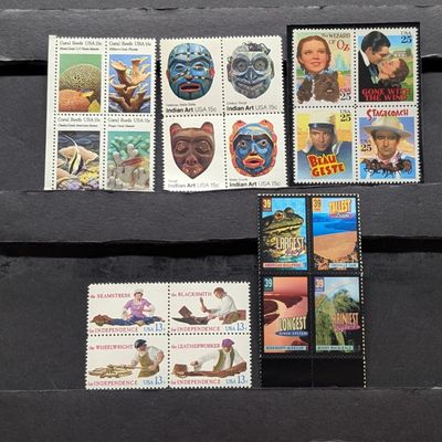 Sale Photo Thumbnail #378: Five Assorted Four Block Stamps, All Mint, Original Gum, Never Hinged