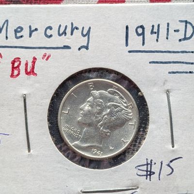 Sale Photo Thumbnail #134: 1941-D Mercury Dime, 90% Silver