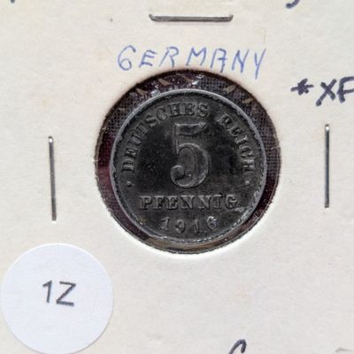 Sale Photo Thumbnail #6: 1916-F (Stuttgart Mint) German 5 Pfennig coin - Scarce