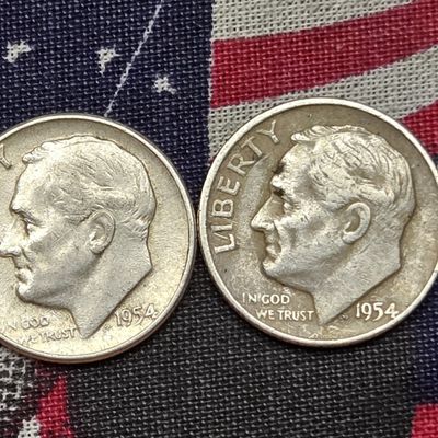 Sale Photo Thumbnail #61: 1954-P&D Roosevelt Dimes, 90% Silver