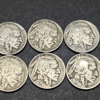 Sale Photo Thumbnail #297: (6) 1936-D Indian Head Buffalo Nickels