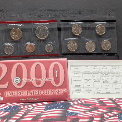 Sale Photo Thumbnail #100: 2000-D Only U.S. Mint Uncirculated Coin Set with State Quarters In OGP w/COA