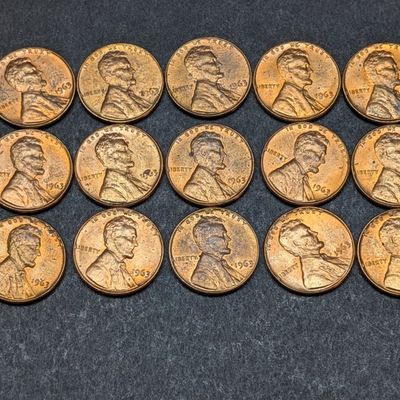 Sale Photo Thumbnail #111: (15) 1963 Lincoln Memorial Cents - RED / High Grade