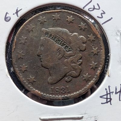 Sale Photo Thumbnail #254: 1831 Matron Liberty Head Large Cent - 195 Years Old!