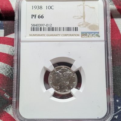 Sale Photo Thumbnail #207: 1938 Mercury 90% Silver Dime NGC PF 66
