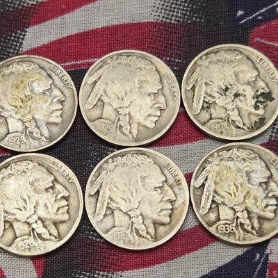 Sale Photo Thumbnail #280: 1916, 1917, 1925, 1926, 1929 and 1936-D Indian Head Buffalo Nickels