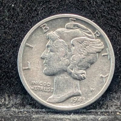 Sale Photo Thumbnail #239: 1943 (WWII ERA), Mercury Dime, 83 Years old, 90% Silver