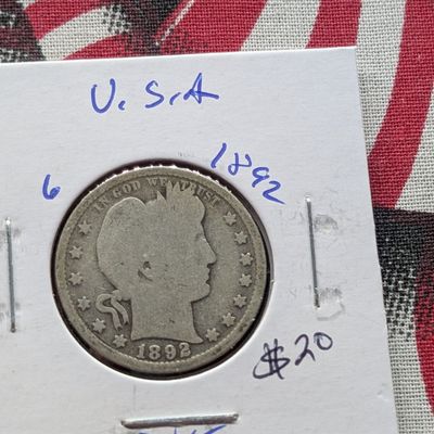 Sale Photo Thumbnail #140: 1892 Barber Quarter, 90% Silver