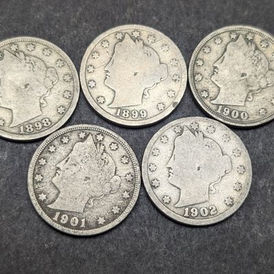 Sale Photo Thumbnail #318: 1898-1902 Liberty Head V Nickels - Consecutive Dates