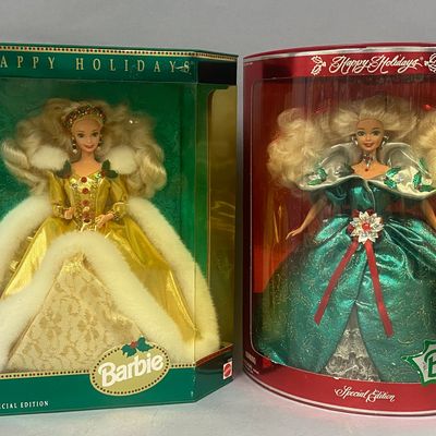Sale Photo Thumbnail #425: 2 Mattel Happy Holidays Special Edition Barbies