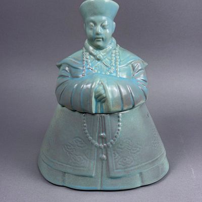 Sale Photo Thumbnail #219: Turquoise Glazed Ceramic Emperor Cookie Jar