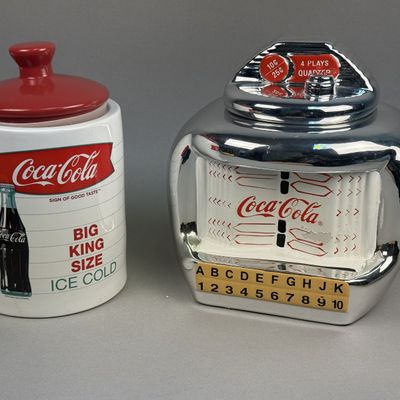 Sale Photo Thumbnail #242: Coca-Cola Ceramic Jukebox & Advertising Jars