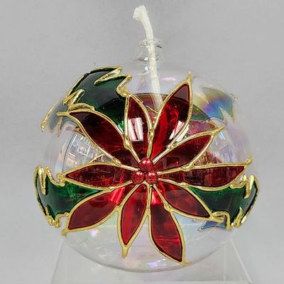 Sale Photo Thumbnail #394: IGlass Poinsettia Christmas Oil Lamp