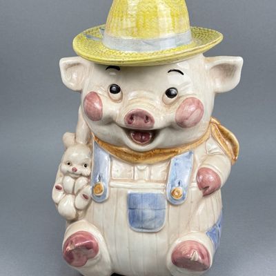 Sale Photo Thumbnail #247: Treasure Craft Farmer Pig Cookie Jar