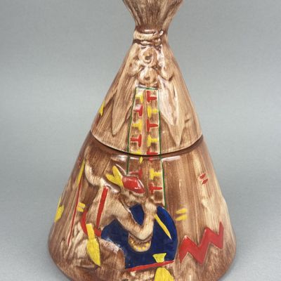 Sale Photo Thumbnail #217: McCoy Glazed Ceramic Teepee Cookie Jar