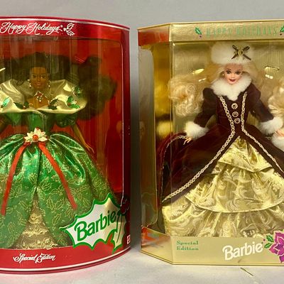 Sale Photo Thumbnail #426: 2 Mattel Happy Holidays Barbie Dolls
