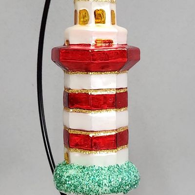 Sale Photo Thumbnail #391: Glass Lighthouse Ornament #1