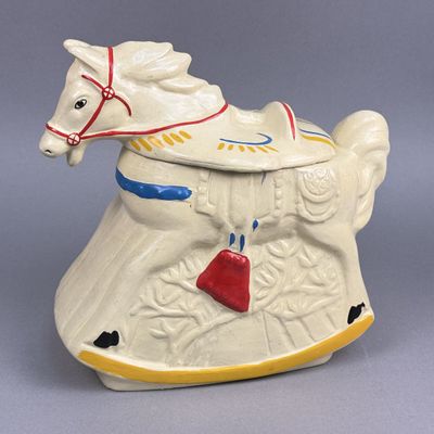 Sale Photo Thumbnail #221: Cold-Painted Earthenware Rocking Horse Cookie Jar
