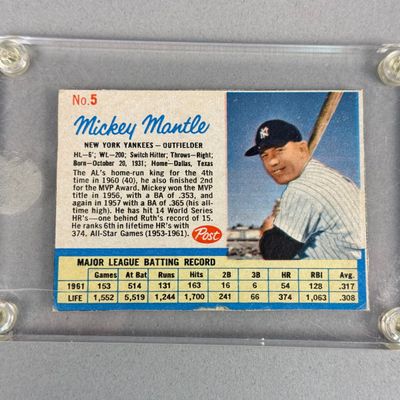 Sale Photo Thumbnail #33: 1962 Post Cereal Mickey Mantle Baseball Card