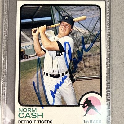 Sale Photo Thumbnail #23: 1973 T.C.G. Norm Cash Signed Baseball Card