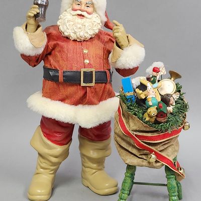 Sale Photo Thumbnail #384: Coca-Cola Fabric Mache Licensed Santa & Stool