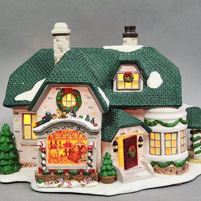 Sale Photo Thumbnail #337: Porcelain Lighted Christmas Shop Building