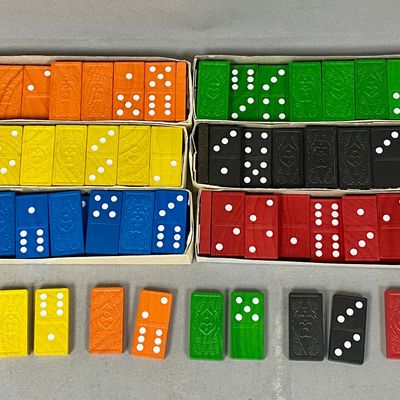 Sale Photo Thumbnail #479: Six Multi-Color Embossed Domino Sets