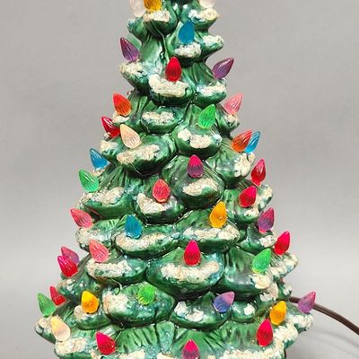 Sale Photo Thumbnail #385: Flocked Ceramic Tabletop Christmas Tree