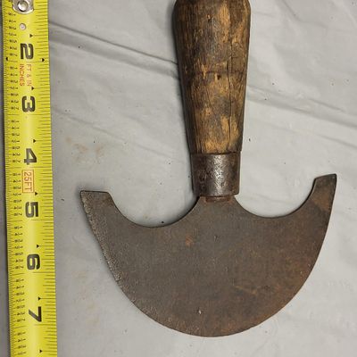Sale Photo Thumbnail #18: antique leather working half moon round cutter tool