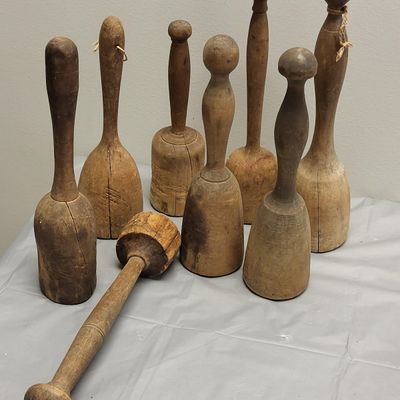 Sale Photo Thumbnail #28: lot of 8 antique wood pestle kitchen masher