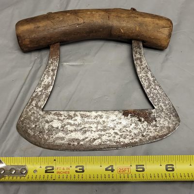 Sale Photo Thumbnail #22: antique forged mezaluna kitchen chopper herbs etc