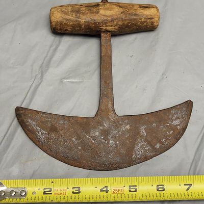 Sale Photo Thumbnail #23: antique half moon forge mezzaluna herb chopper