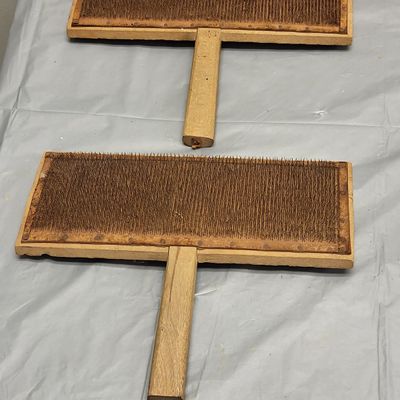 Sale Photo Thumbnail #29: lot of 2 whittemore sheep/wood carding paddles no 10