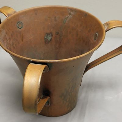 Sale Photo Thumbnail #35: american arts & crafts copper 3 handled loving cup vase circa 1920's -30's